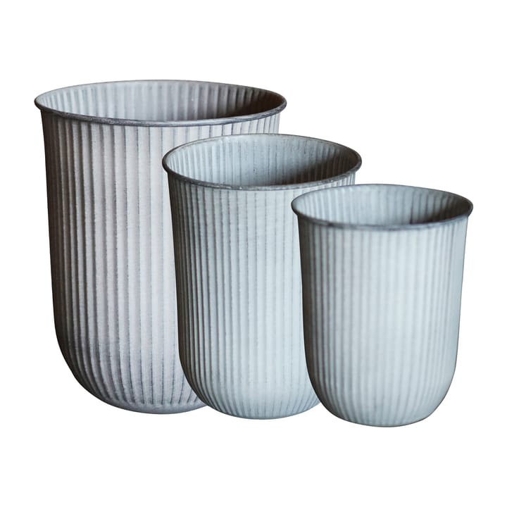 Out stripe flower pot 3-pack - Light grey - DBKD
