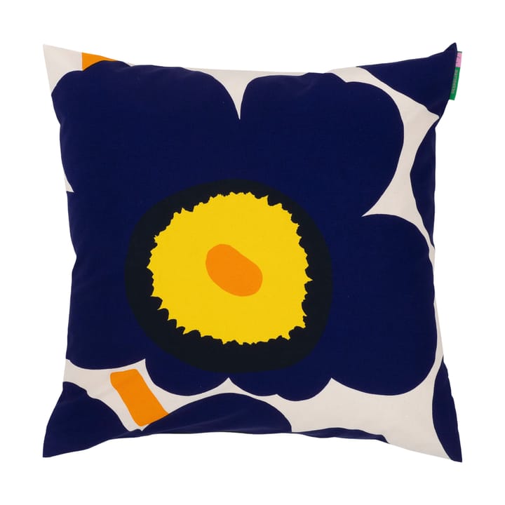 Unikko 60th Anniversary cushion cover 50x50 cm - Cotton-d. blue-yellow-orange - Marimekko