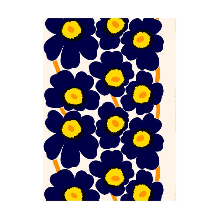 Unikko fabric heavyweight cotton - Cotton-d. blue-yellow-orange - Marimekko