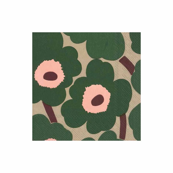 Unikko napkins 33x33 cm 20-pack - green-pink - Marimekko