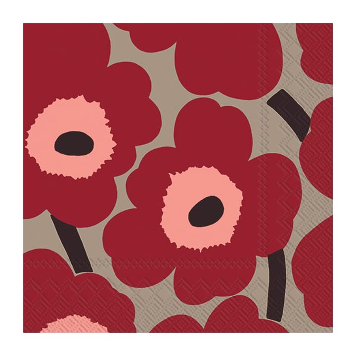 Unikko napkins 33x33 cm 20-pack - Red-linen - Marimekko