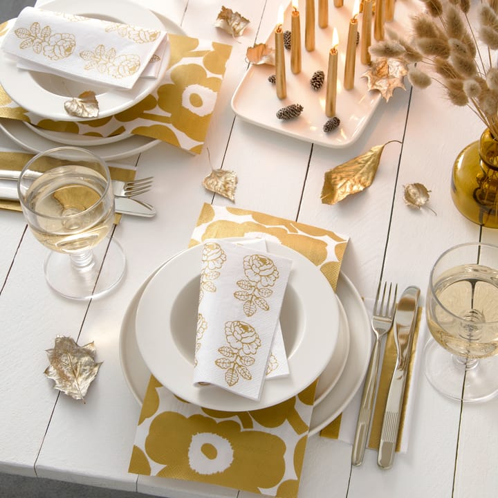 Unikko napkins 33x33 cm 20-pack - white-gold - Marimekko