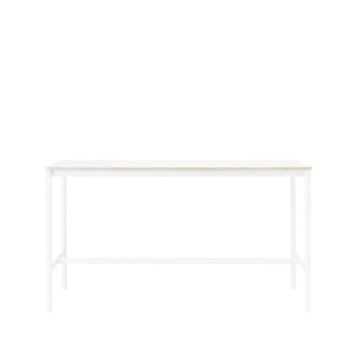 Base high bar table - White laminate, white legs, plywood edge, b85 l190 h105 - Muuto