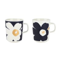 White dark blue gold mug