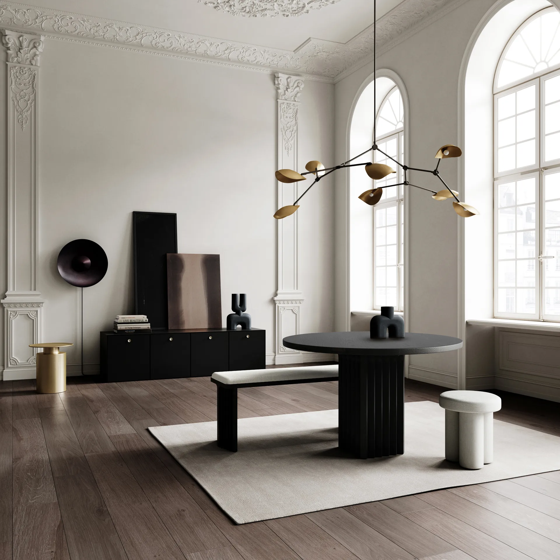 Arc dining table Ø120 cm, Coffee black oak 101 Copenhagen