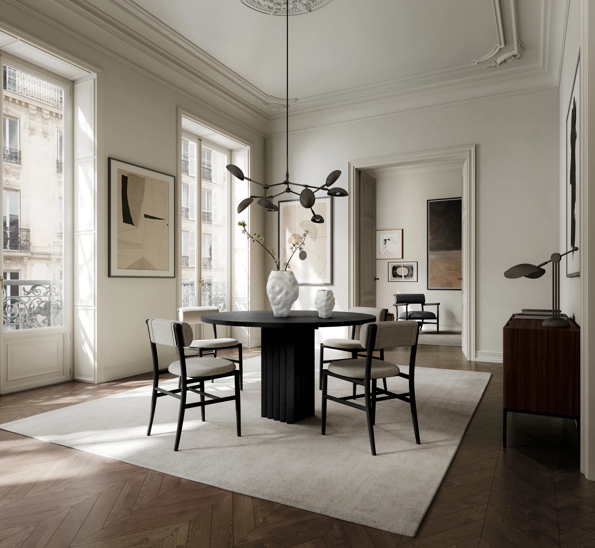 Arc dining table Ø120 cm, Coffee black oak 101 Copenhagen