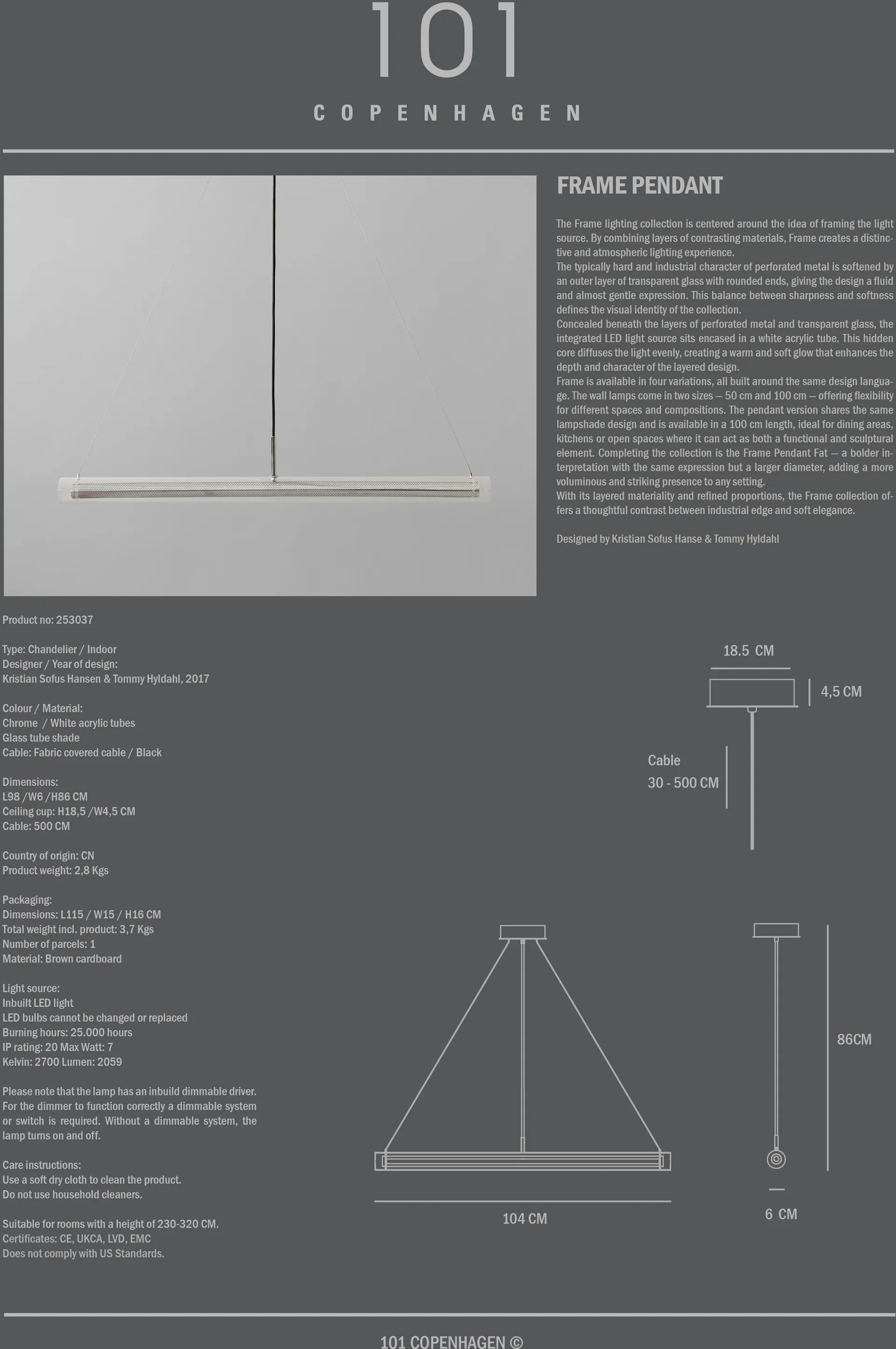 Frame pendant, Chrome 101 Copenhagen