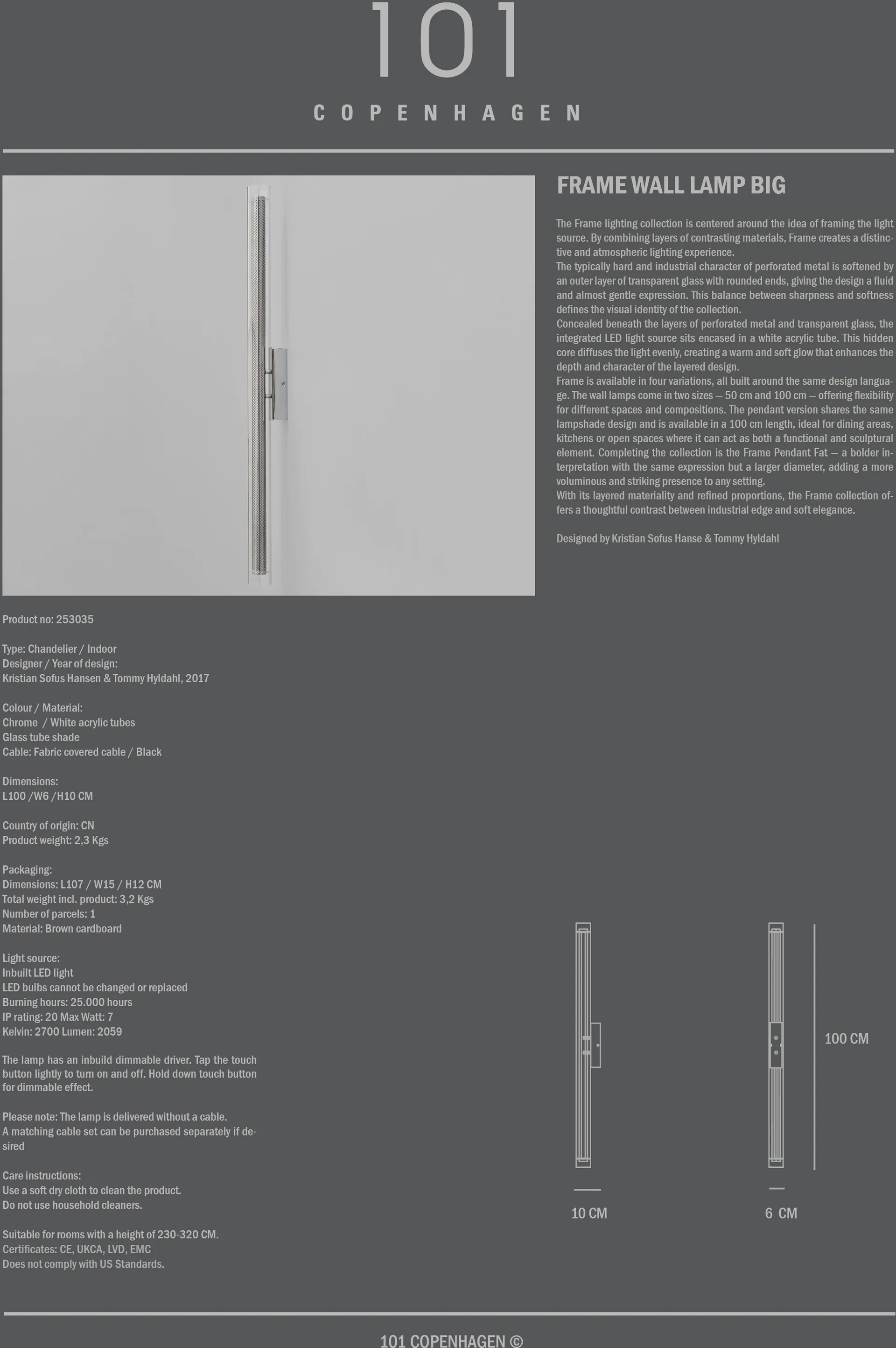 Frame wall lamp big, Chrome 101 Copenhagen