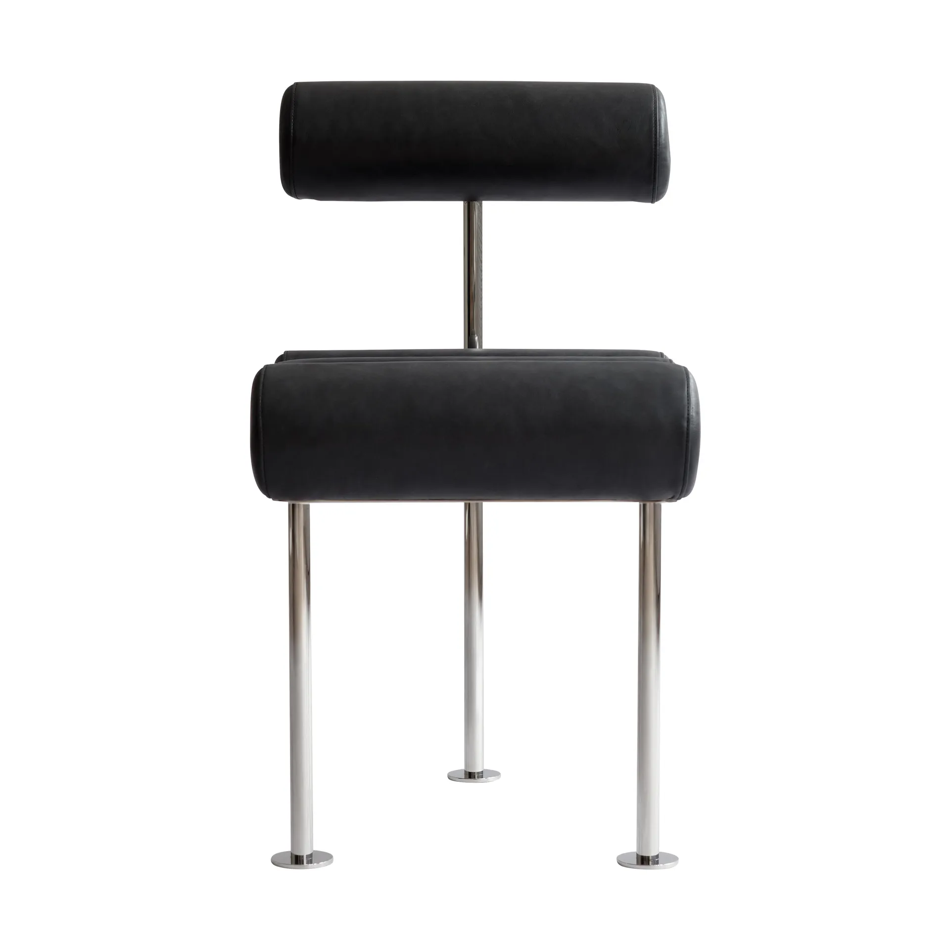 Hiro dining chair, Stainless steel-aniline leather black 101 Copenhagen