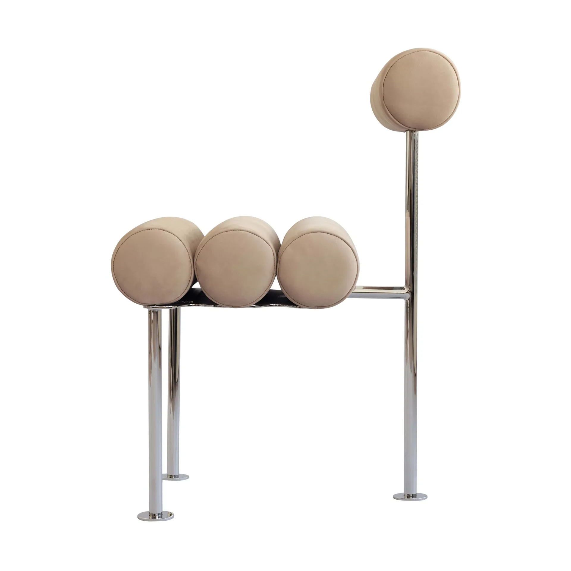 Hiro dining chair, Stainless steel-nubuck 101 Copenhagen