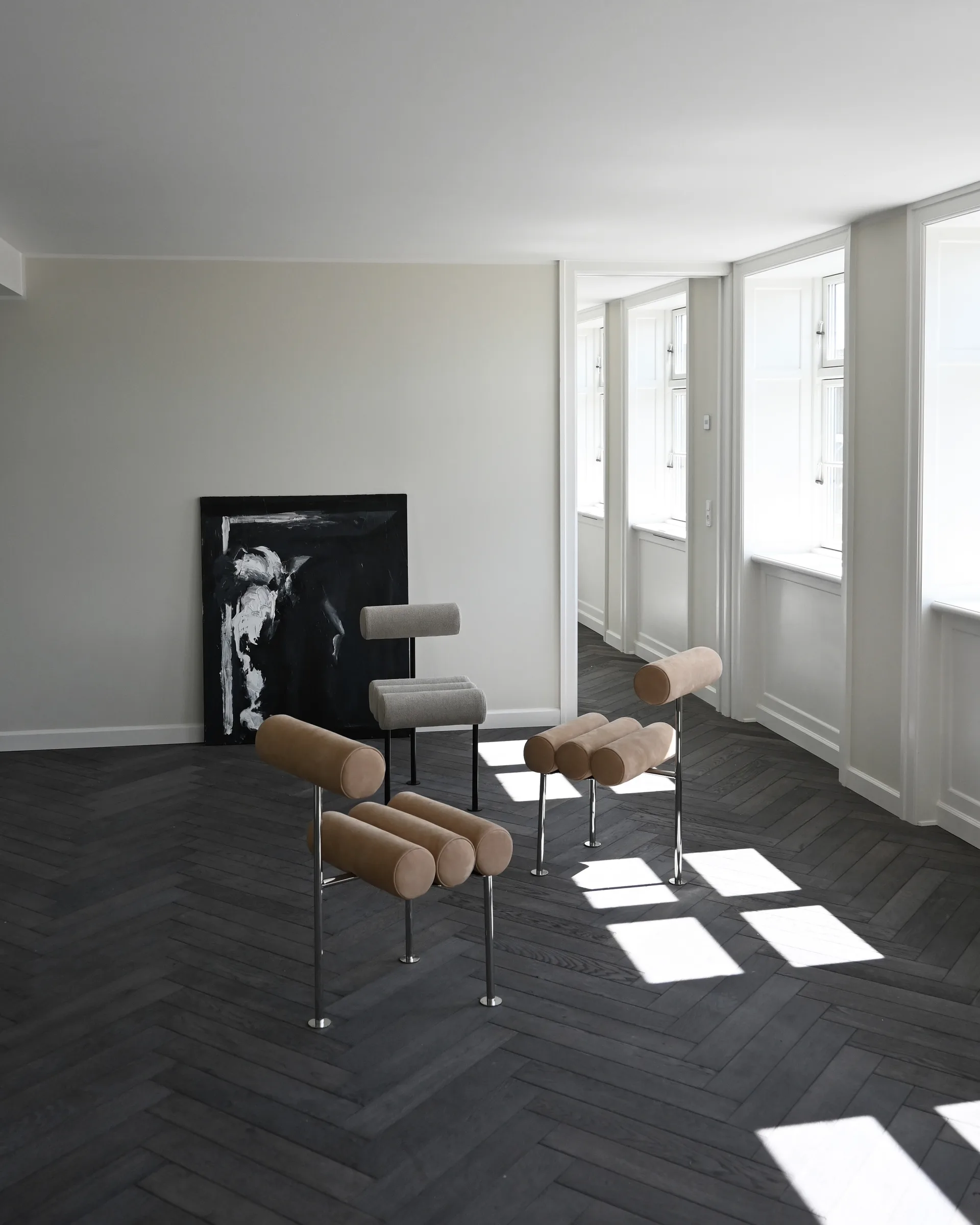 Hiro dining chair, Stainless steel-nubuck 101 Copenhagen