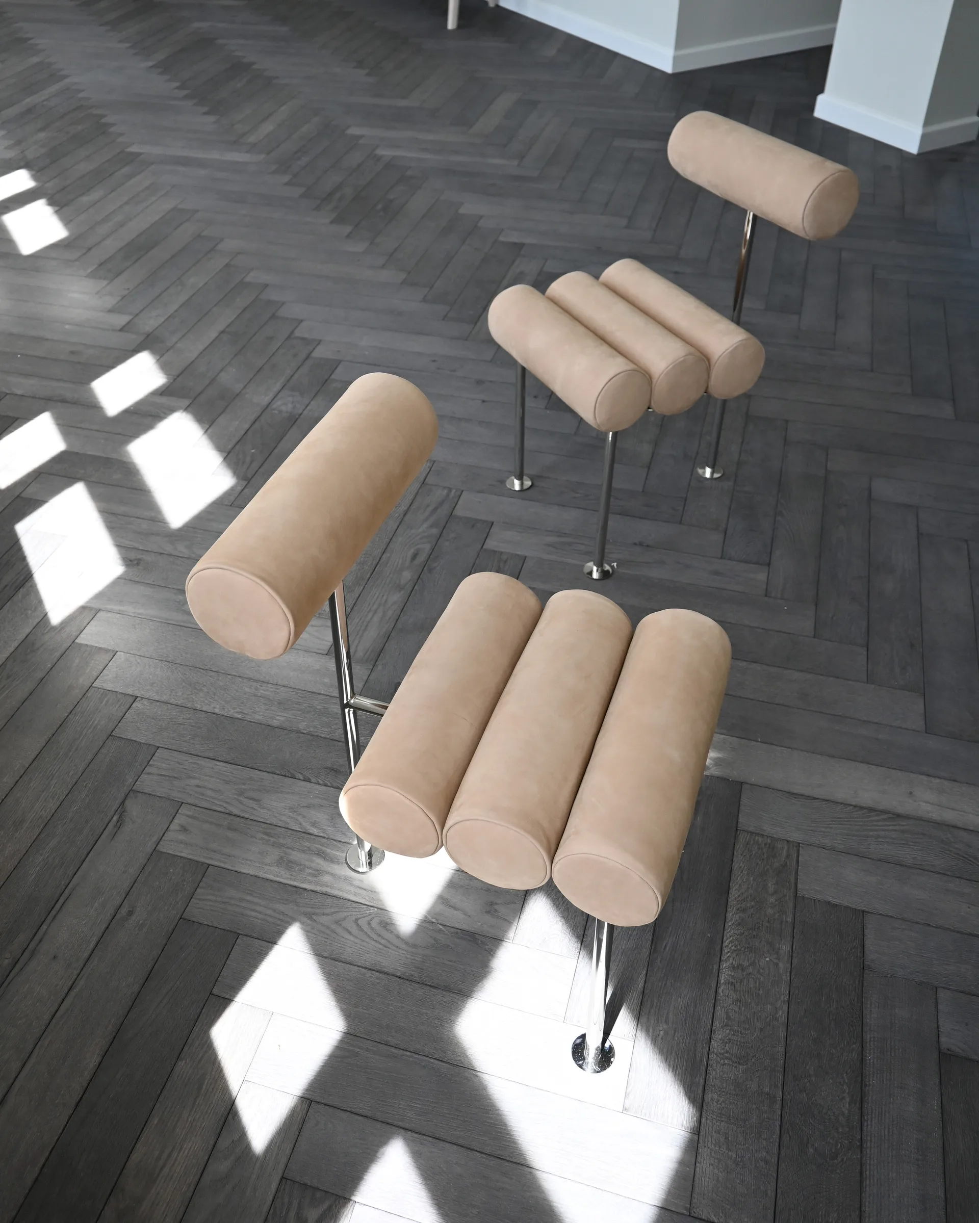 Hiro dining chair, Stainless steel-nubuck 101 Copenhagen