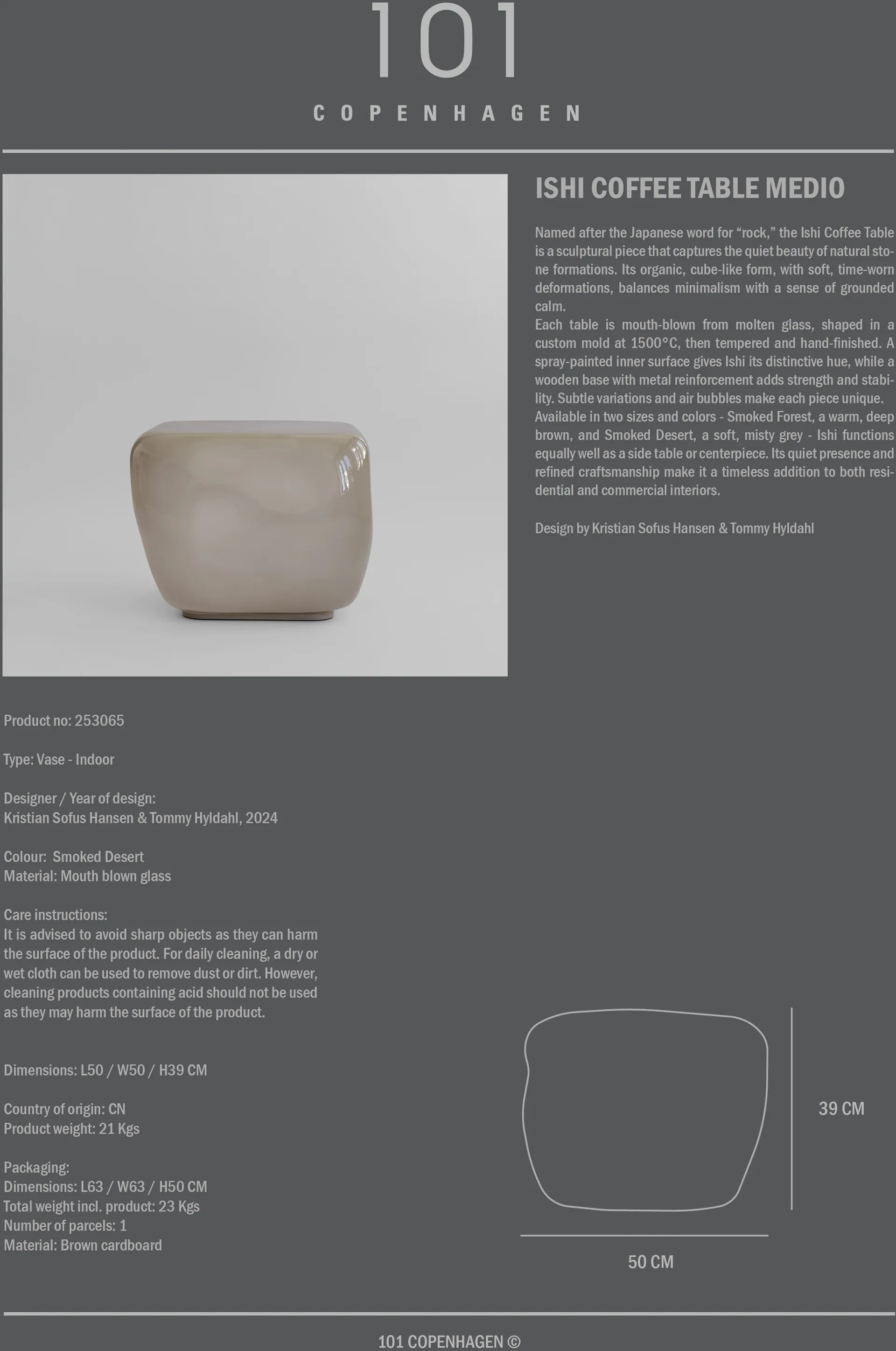 Isis coffee table medium, Smoked desert 101 Copenhagen