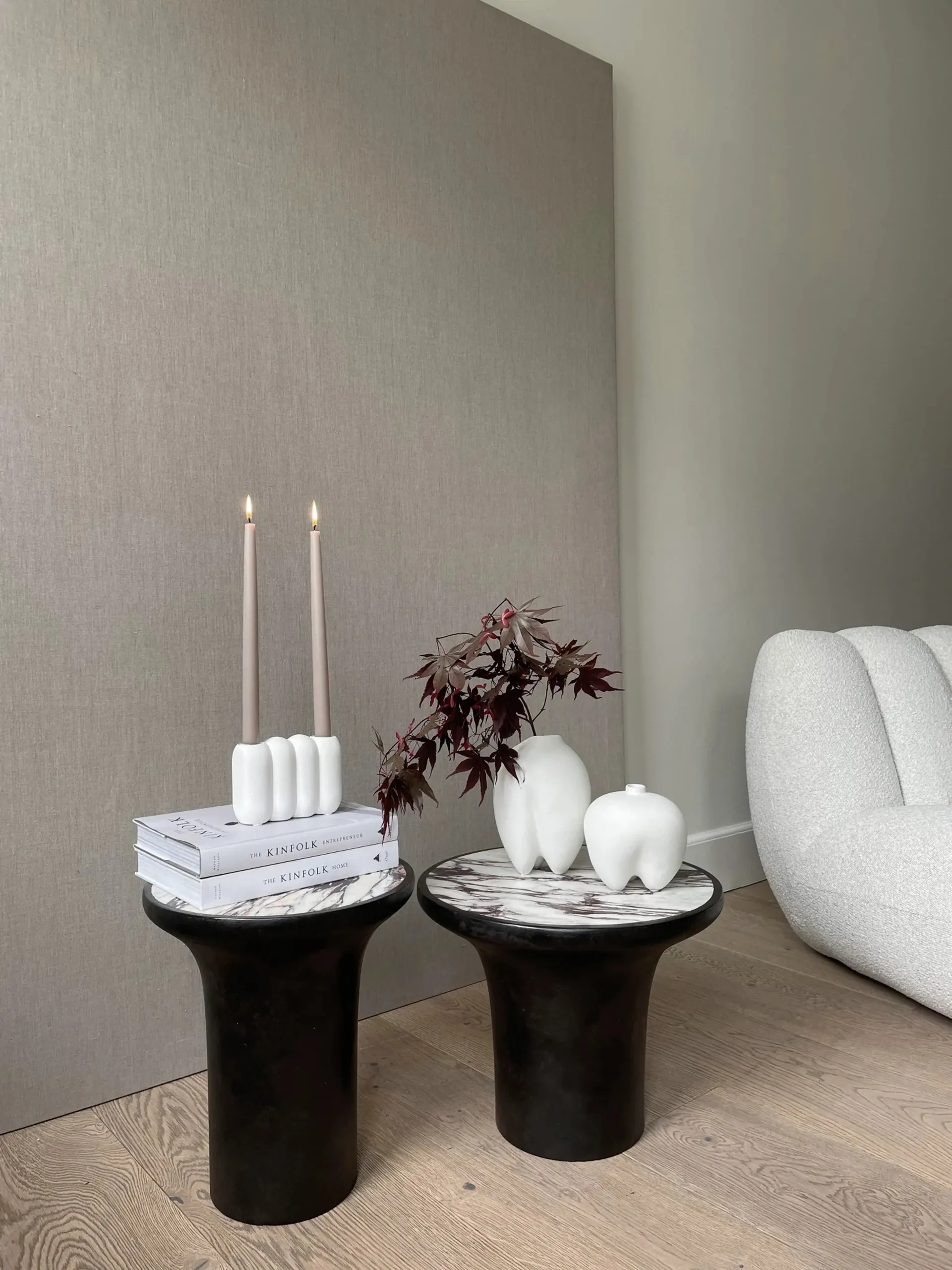 Tairu side table tall Ø35 cm, Calacatta 101 Copenhagen