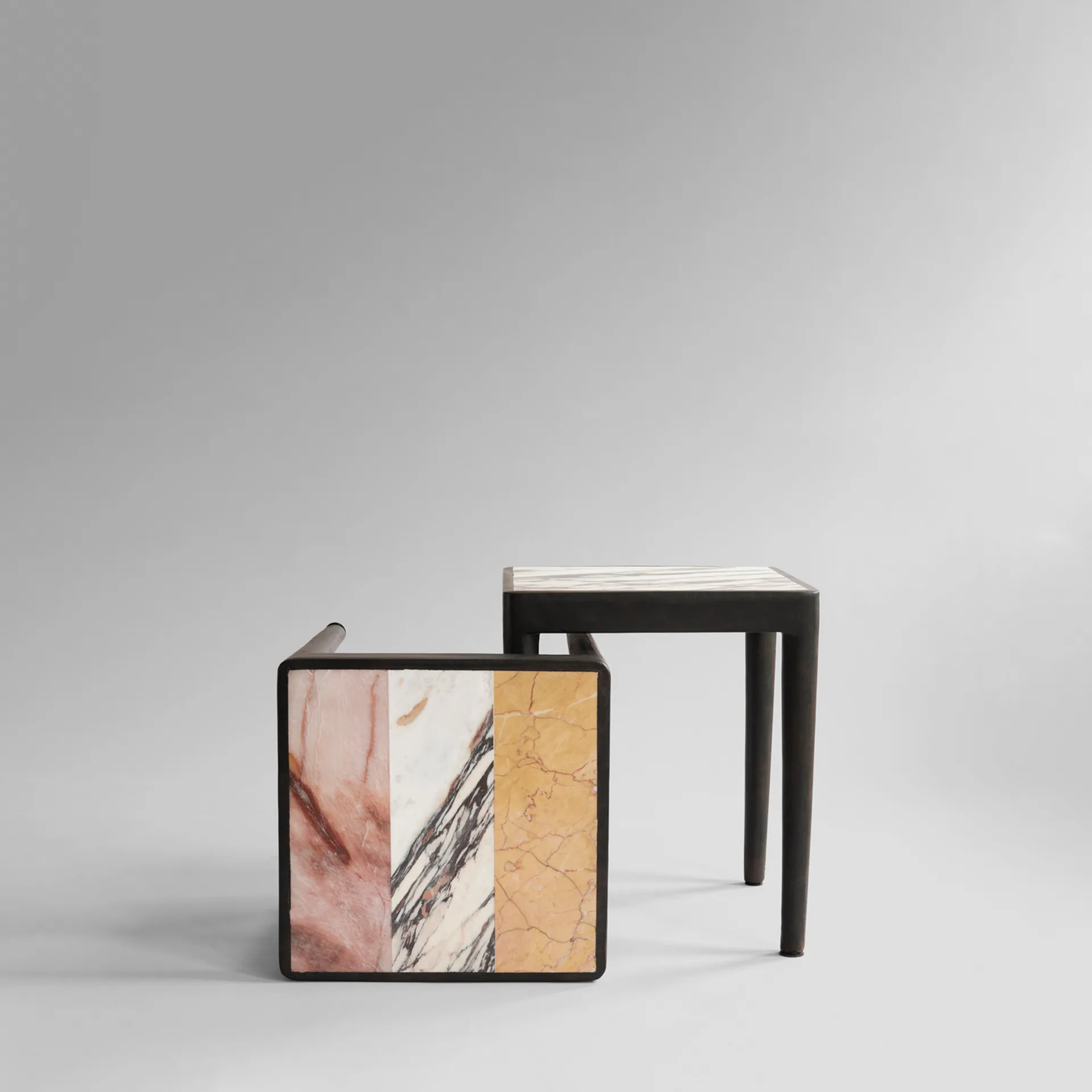 Tairu table 38x38 cm striped, Peach-Calacatta-Yellow 101 Copenhagen