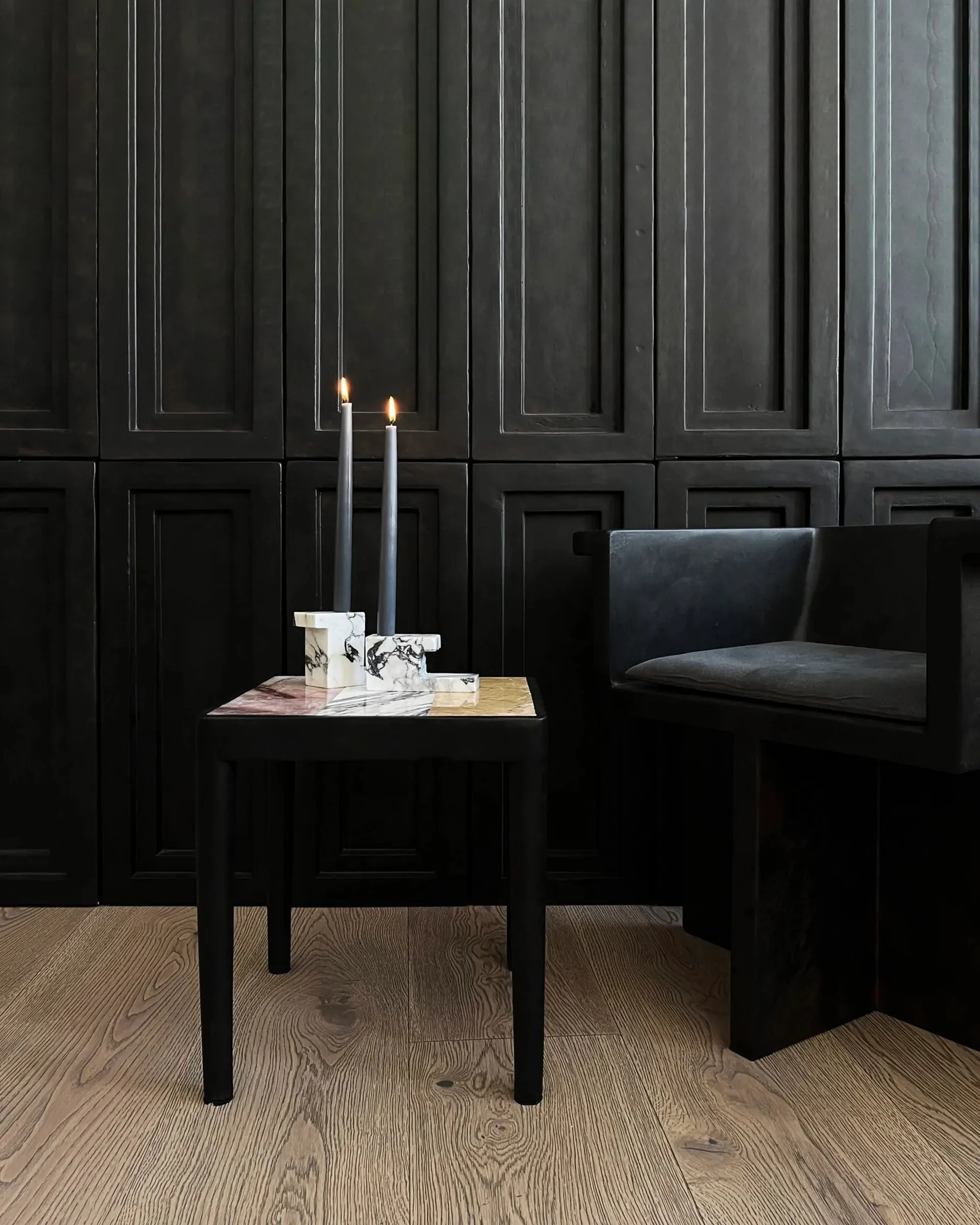 Tairu table 38x38 cm striped, Peach-Calacatta-Yellow 101 Copenhagen