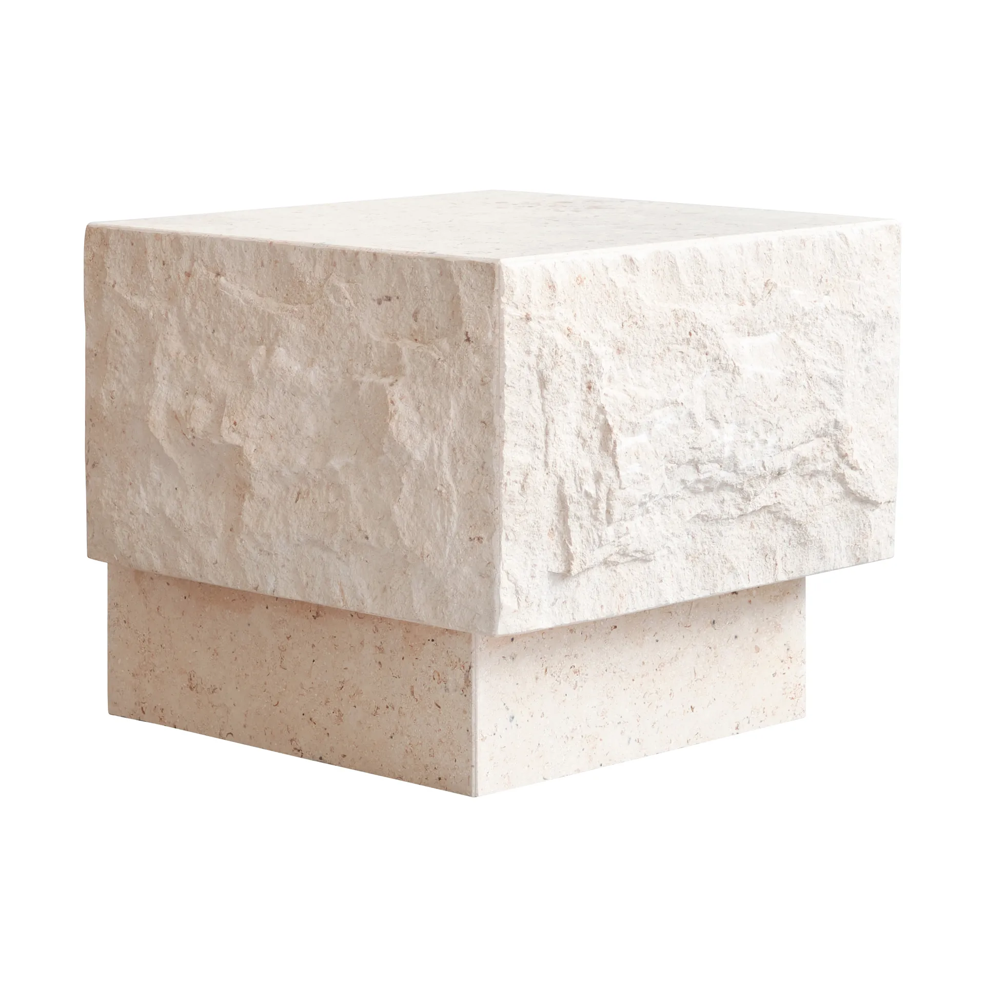 Temple side table low 42x40 cm, Chrome-limestone 101 Copenhagen