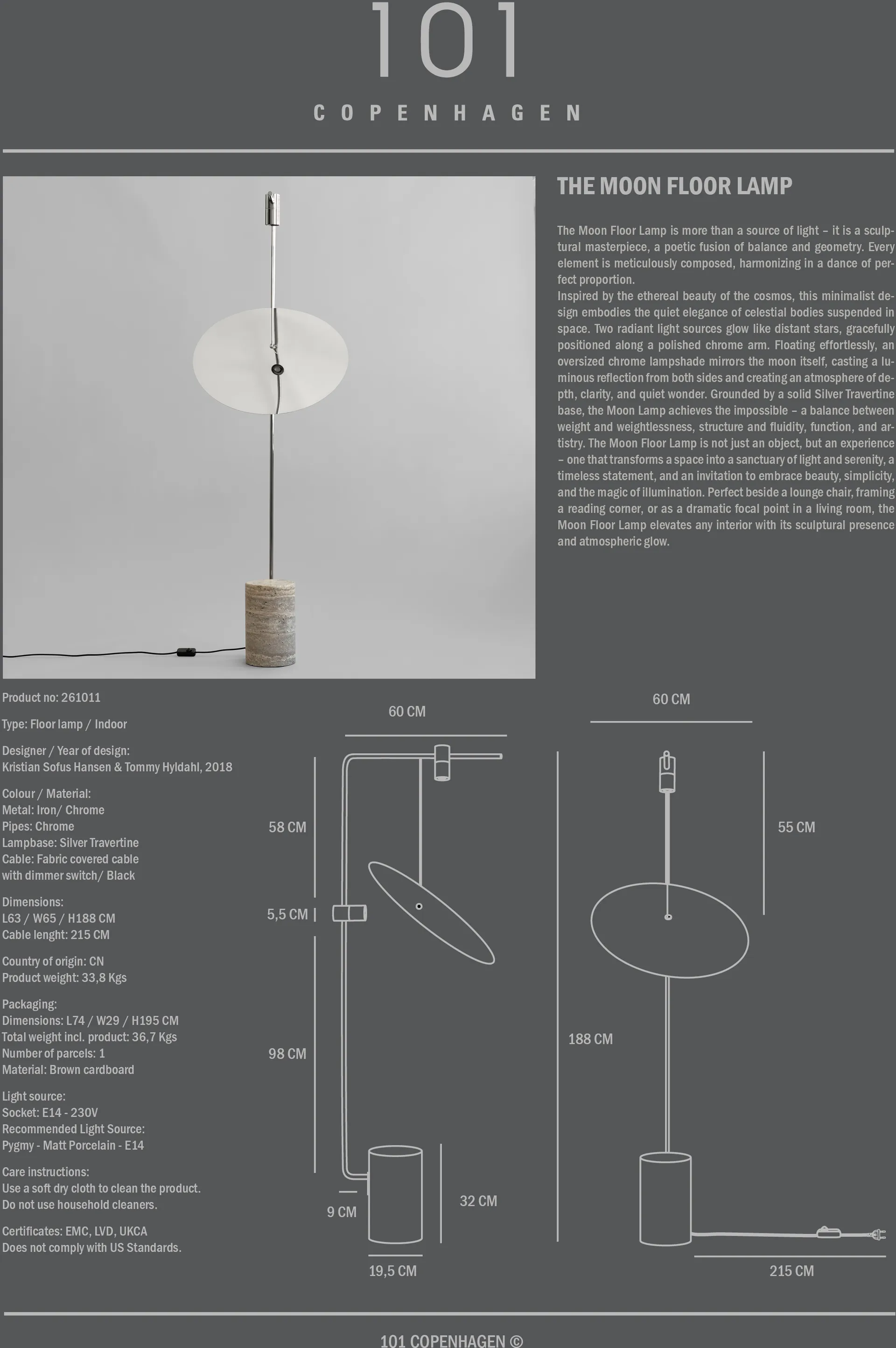 The Moon floor lamp, Chrome 101 Copenhagen