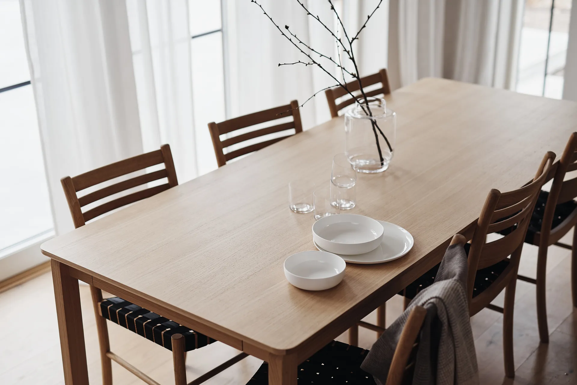 Alfred dining table 90x220 cm, White pigmented oak 1898