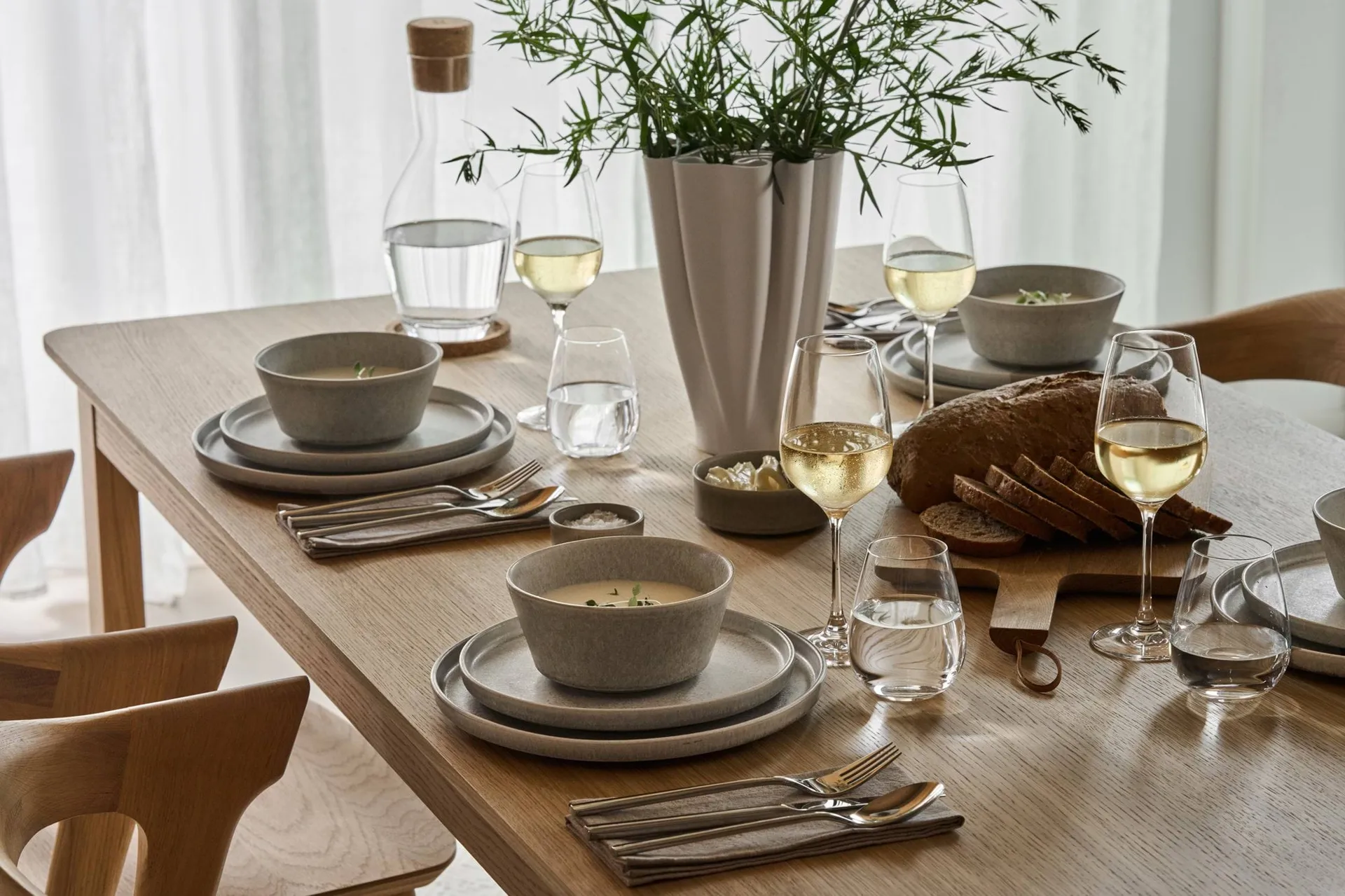 Alfred dining table, White pigmented oak, 90x220 cm 1898