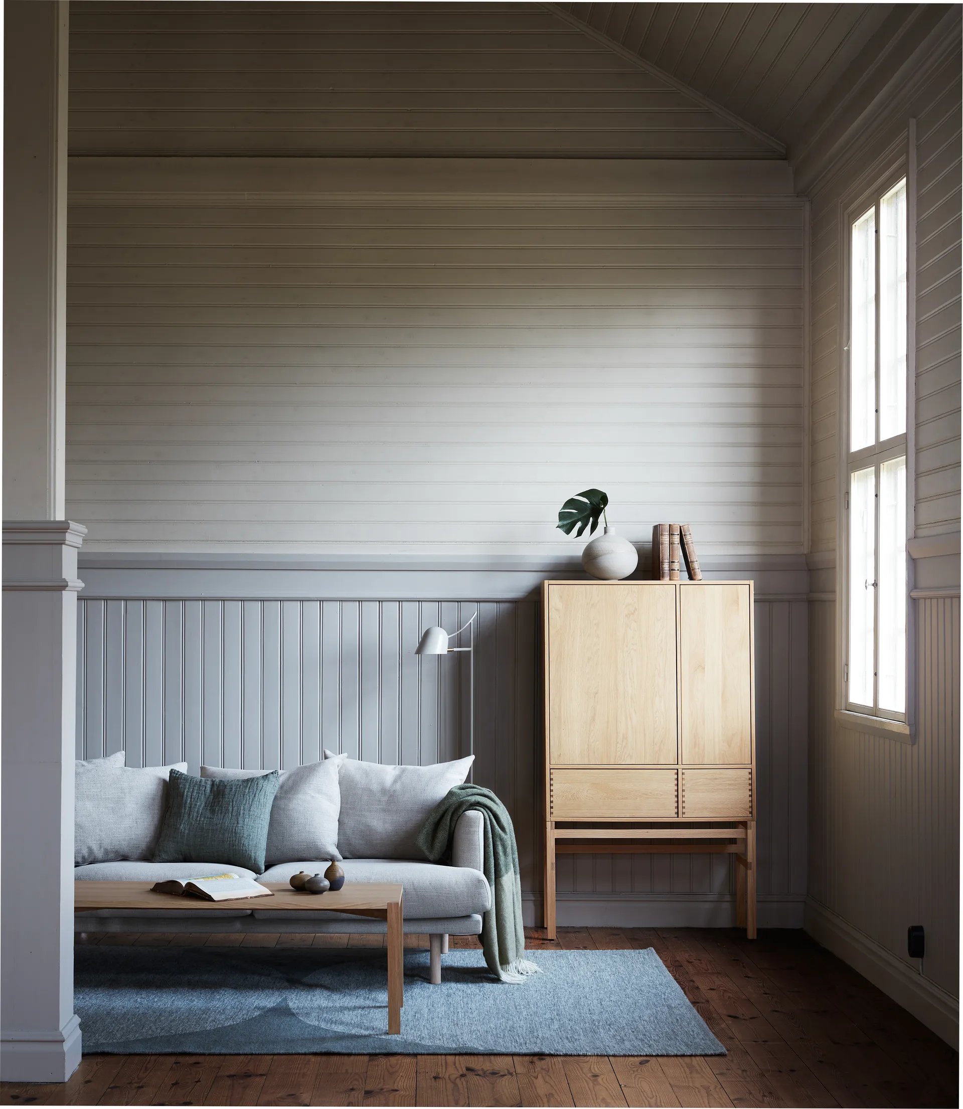 Anton coffee table 50x125 cm, White pigmented oak 1898