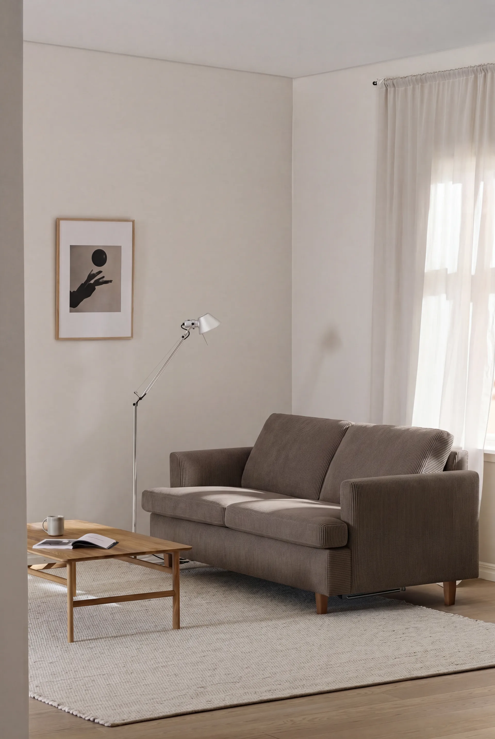 Binga 2-seater sofa bed, Jump Brown 1955-dark-stained ash 1898