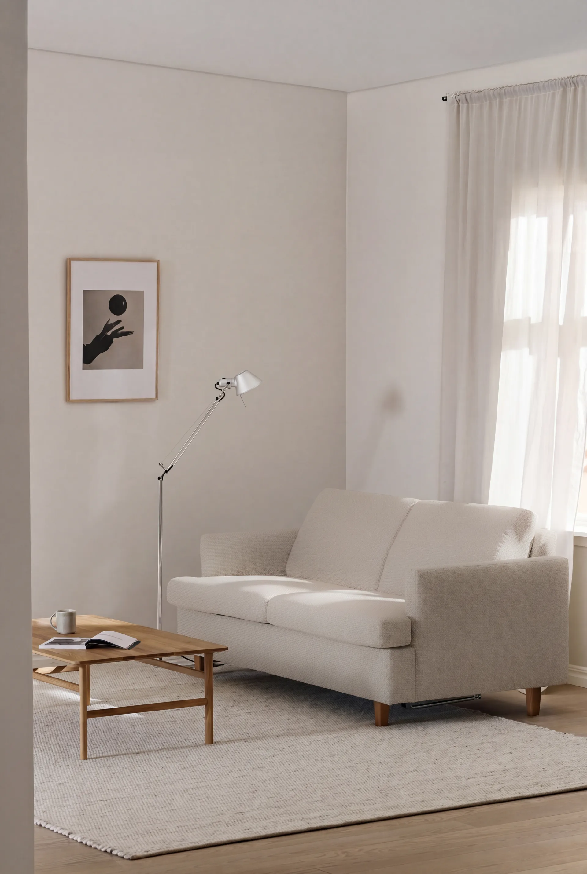 Binga 2,5-seater sofa bed, Caleido Beige 9600-oak-stained ash 1898