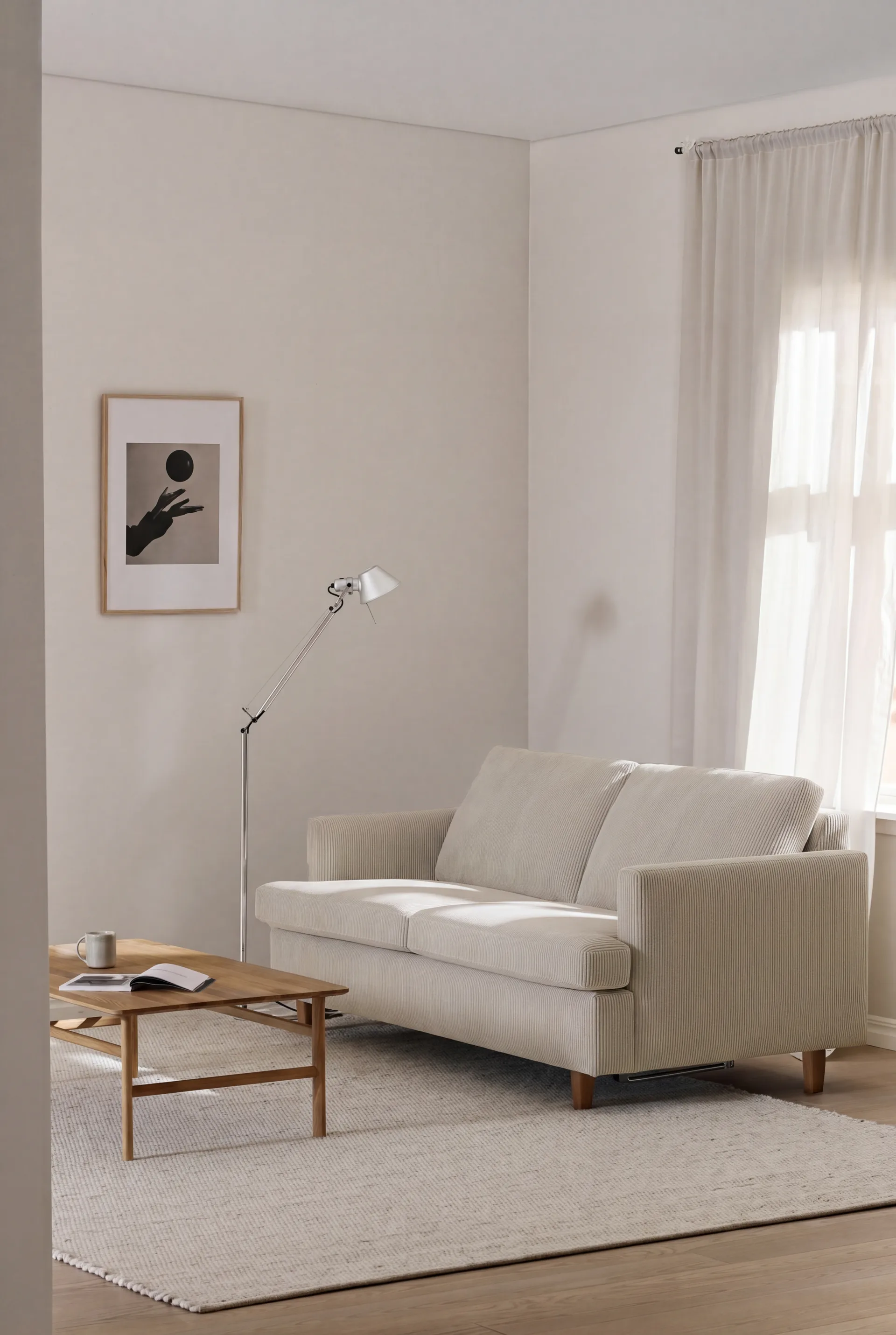 Binga 2,5-seater sofa bed, Jump Beige 1956-dark-stained ash 1898