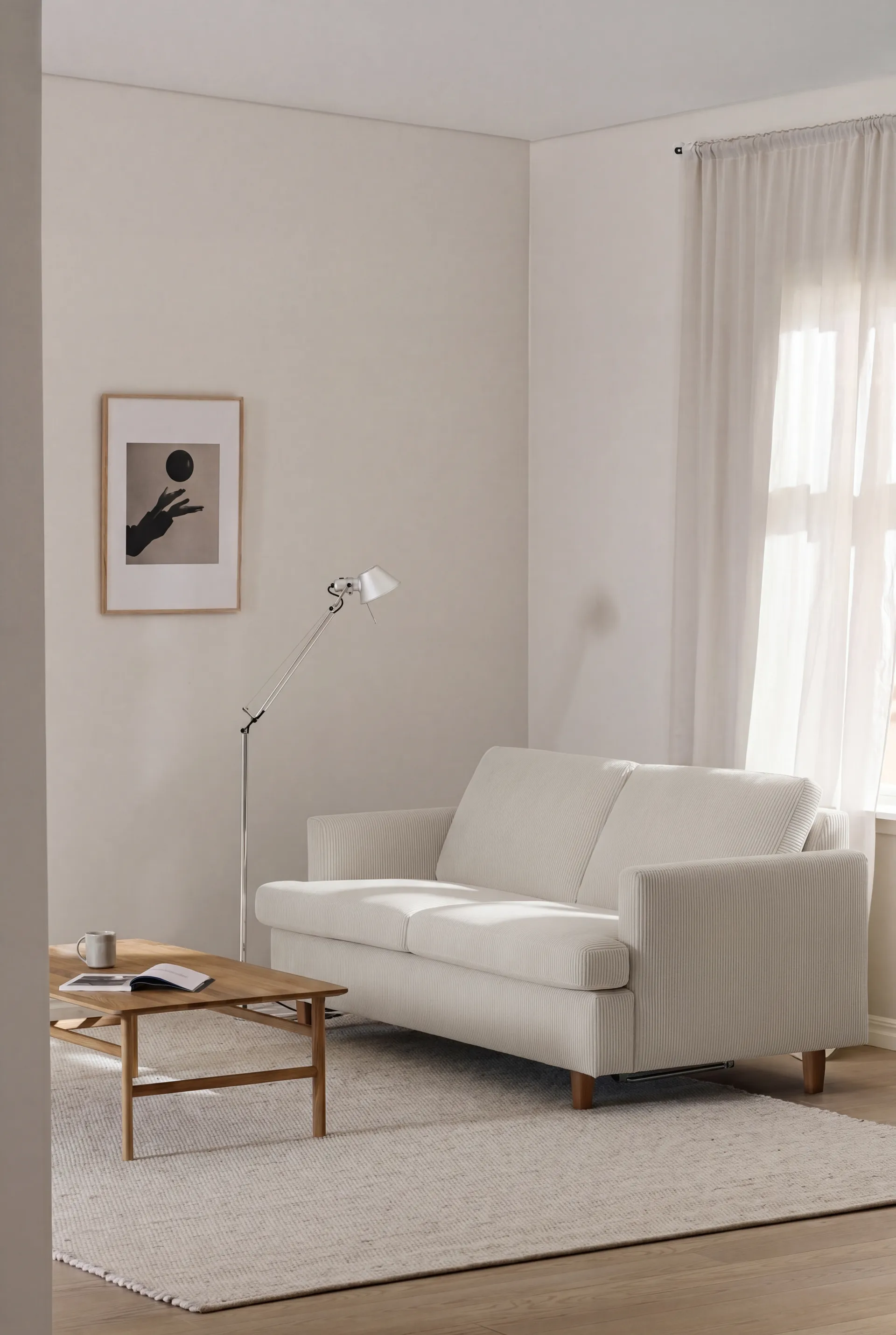 Binga 2,5-seater sofa bed, Jump Off White 1954-oak-stained ash 1898