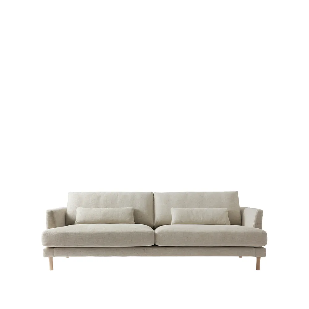 Bredhult sofa, 3-seat fabric bern 0341 beige. White oiled oak legs 1898
