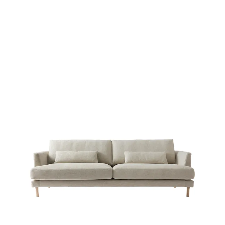 Bredhult sofa - 3-seat fabric bern 0341 beige. White oiled oak legs - 1898