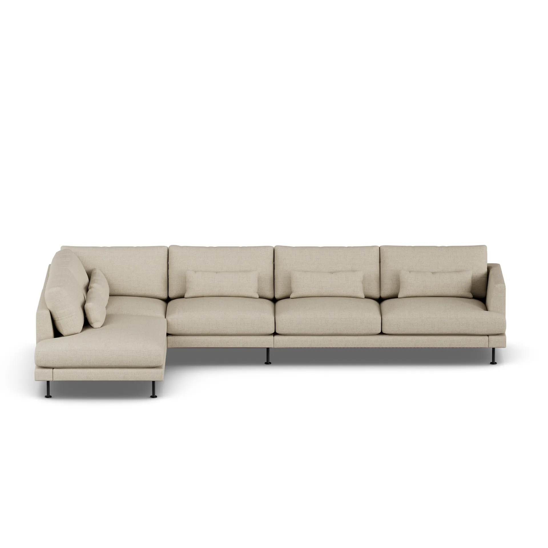 Bredhult sofa, Bern Beige 0341-black steel, 4-seater B2 1898