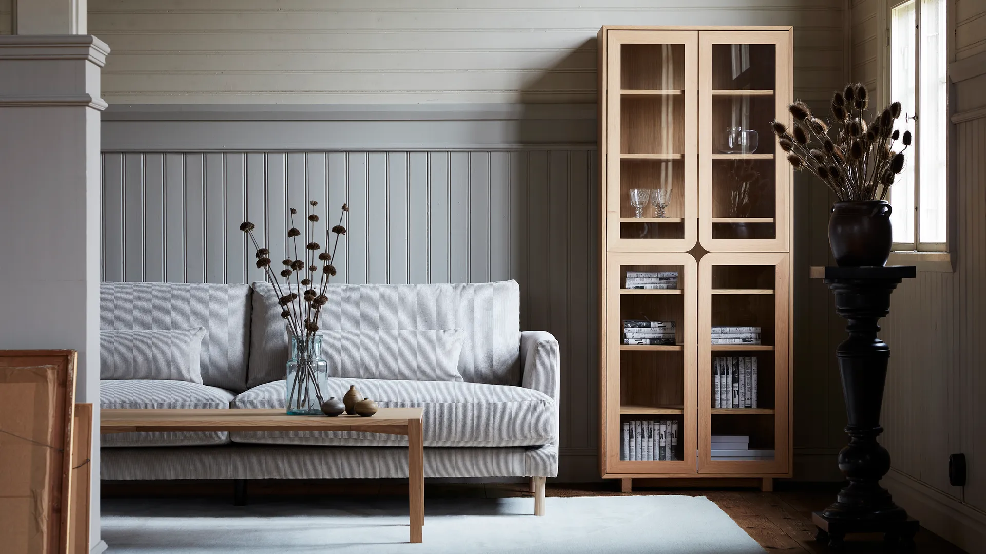 Bredhult sofa, Bern Beige 0341-white-oiled oak, 3-seater 1898