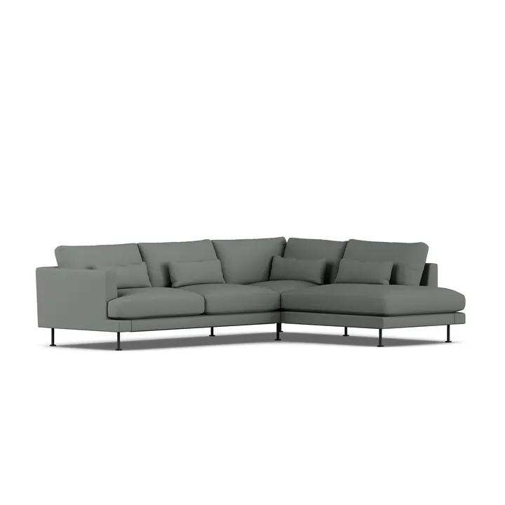 Bredhult sofa - Caleido Grey 1240-black steel, 3-seater A1 - 1898
