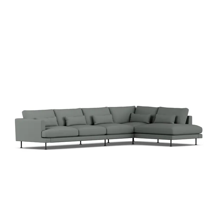Bredhult sofa - Caleido Grey 1240-black steel, 4-seater B1 - 1898