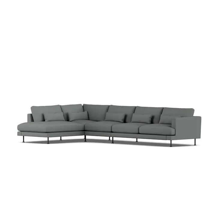 Bredhult sofa - Caleido Grey 1240-black steel, 4-seater B2 - 1898