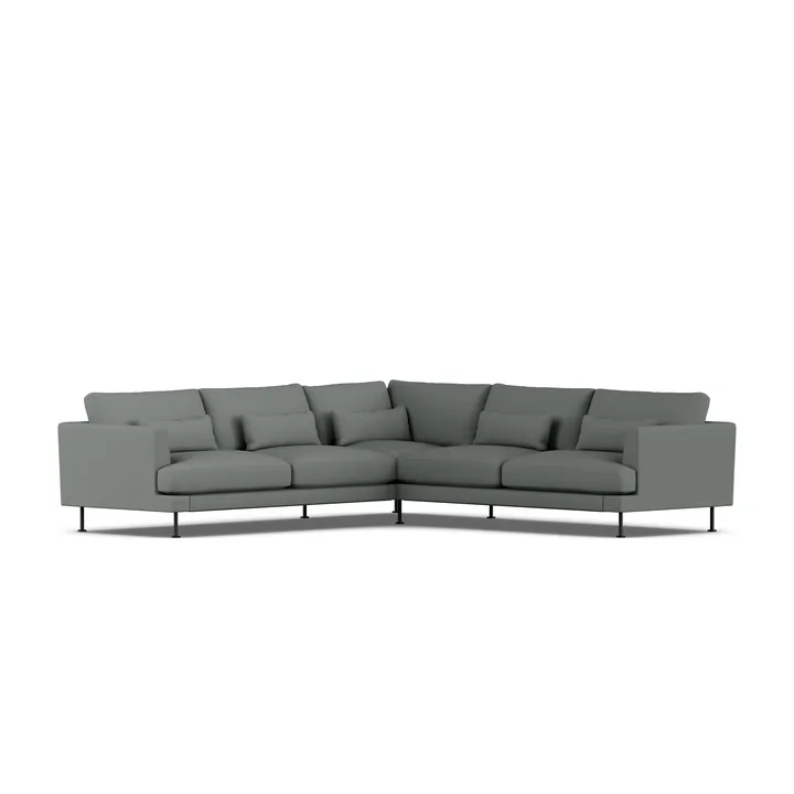 Bredhult sofa - Caleido Grey 1240-black steel, corner sofa F - 1898