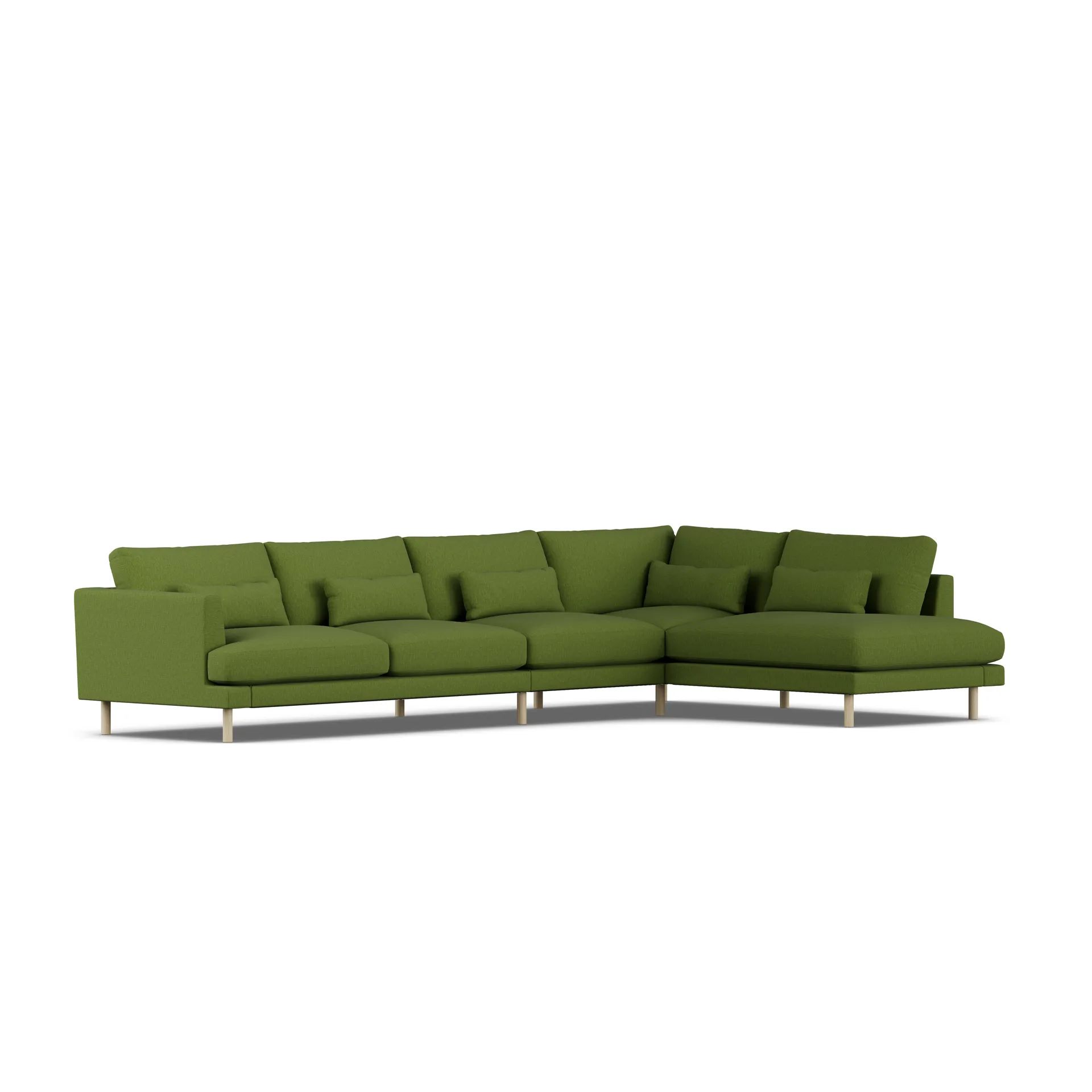 Bredhult sofa, Luiza Green 3975-white-oiled oak, 4-seater B1 1898