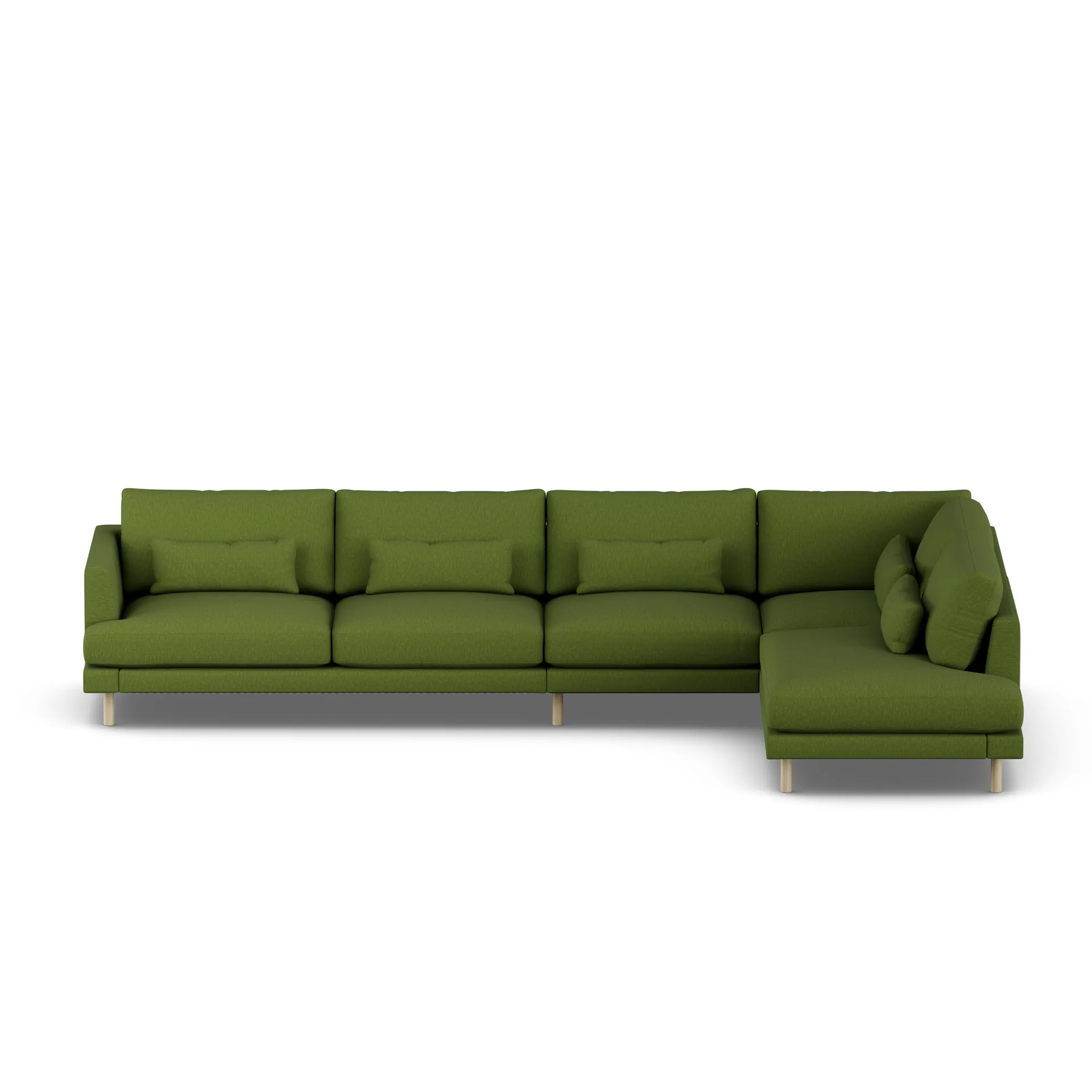 Bredhult sofa, Luiza Green 3975-white-oiled oak, 4-seater B1 1898