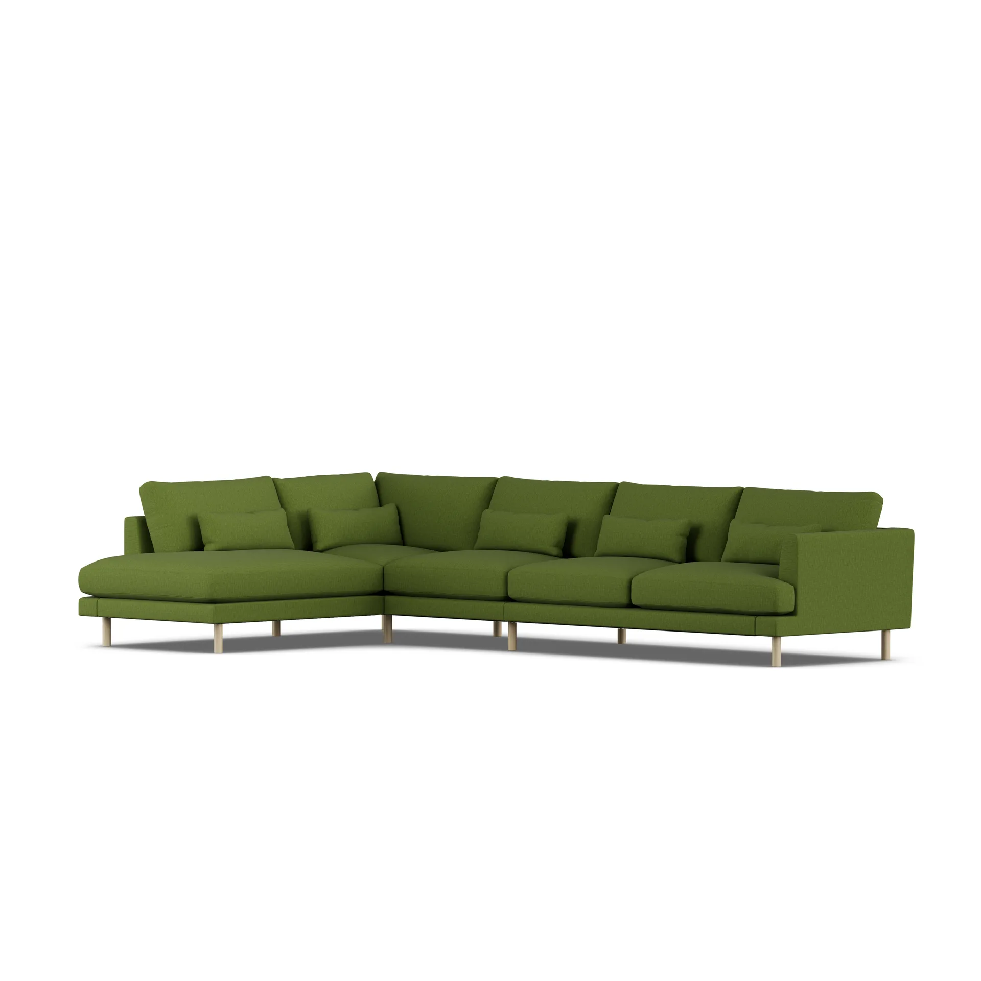 Bredhult sofa, Luiza Green 3975-white-oiled oak, 4-seater B2 1898