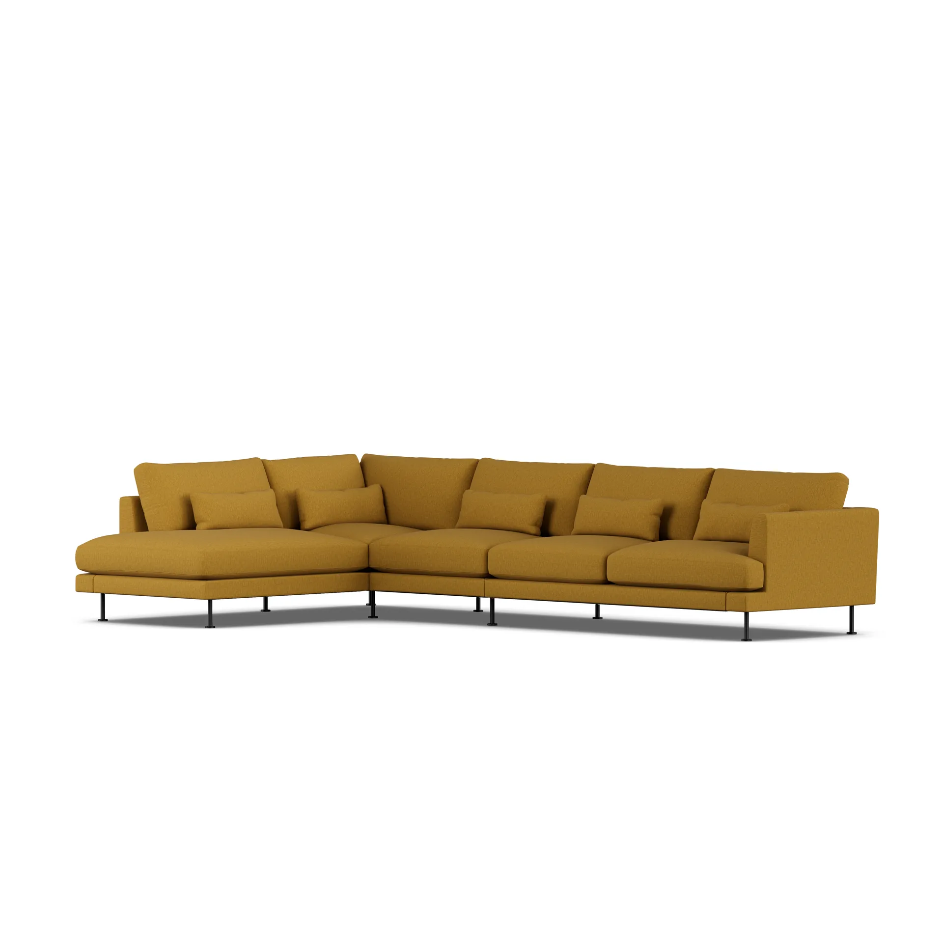 Bredhult sofa, Luiza Mustard 3972-black steel, 4-seater B2 1898