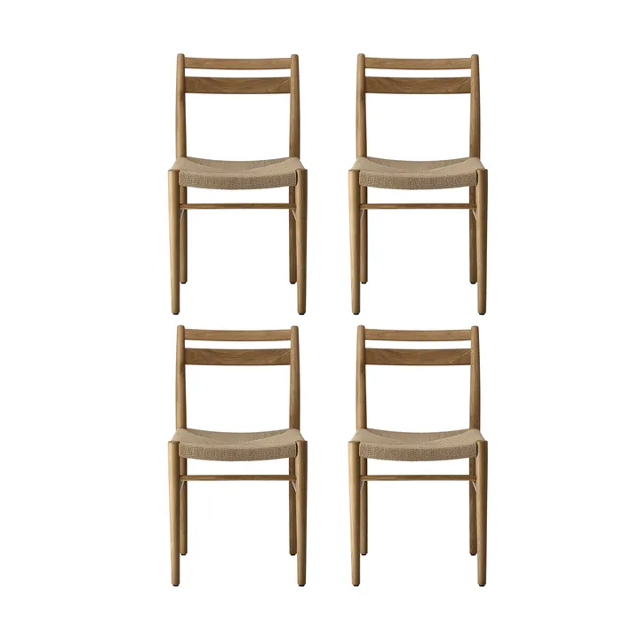 Fridhem dining chair, Lacquered oak-natural weave, 4-pack - 1898