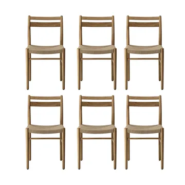 Fridhem dining chair, Lacquered oak-natural weave, 6-pack - 1898