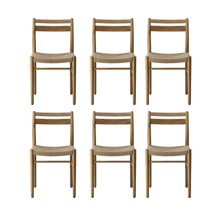 Fridhem dining chair, Lacquered oak-natural weave, 6-pack - 1898