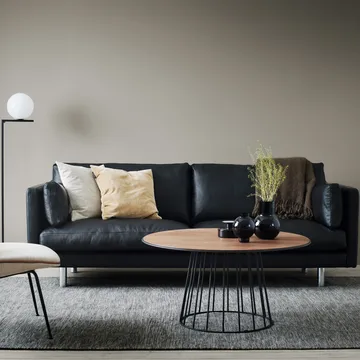 Haga 3-seater sofa - Sevilla leather black. metal leg - 1898