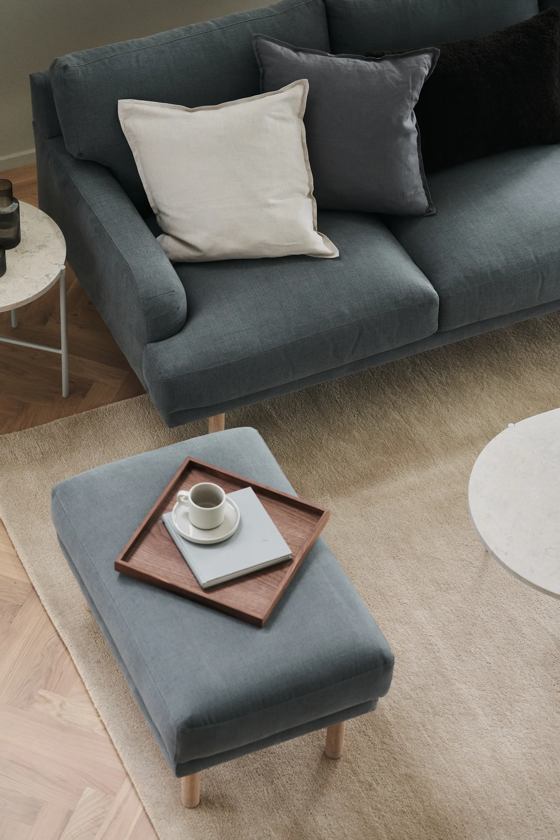 Lidnäs footstool, Caleido dark grey 1898