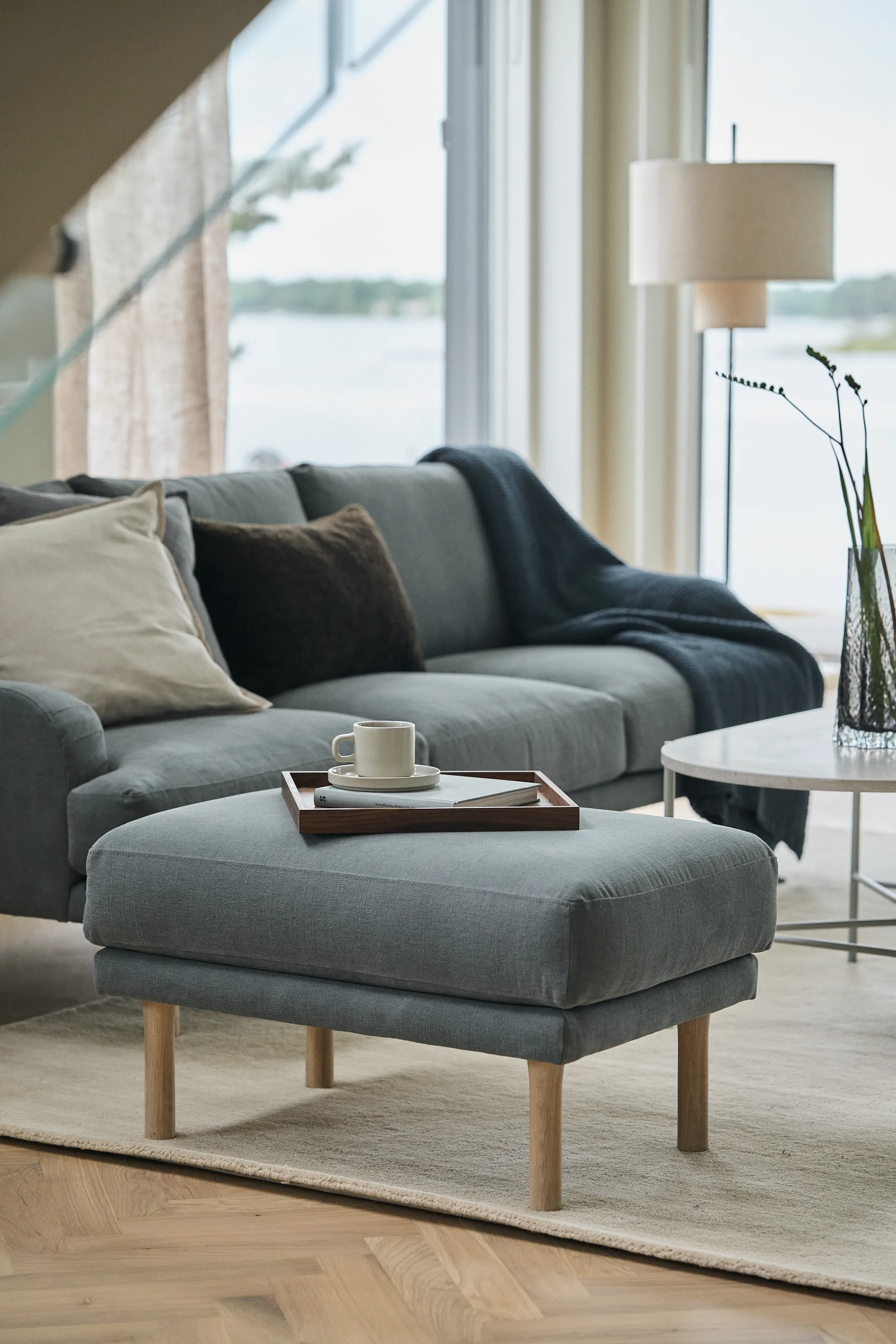 Lidnäs footstool, Caleido dark grey 1898