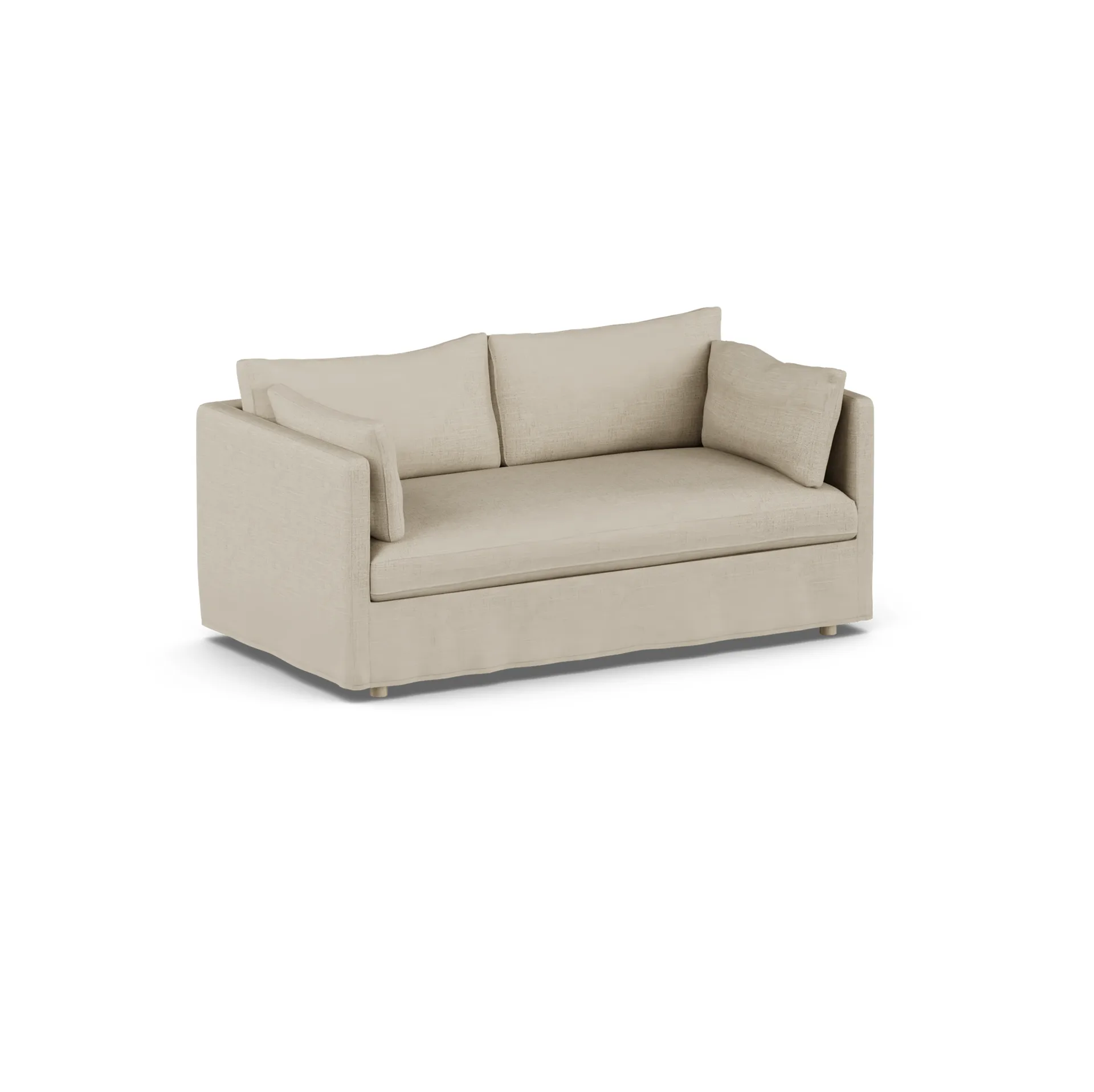 Linnevik sofa, Bern beige 0341-white-oiled oak, 2-seater, with skirt 1898