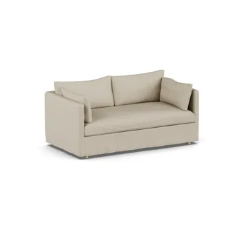 Linnevik sofa - Bern beige 0341-white-oiled oak, 2-seater, with skirt - 1898