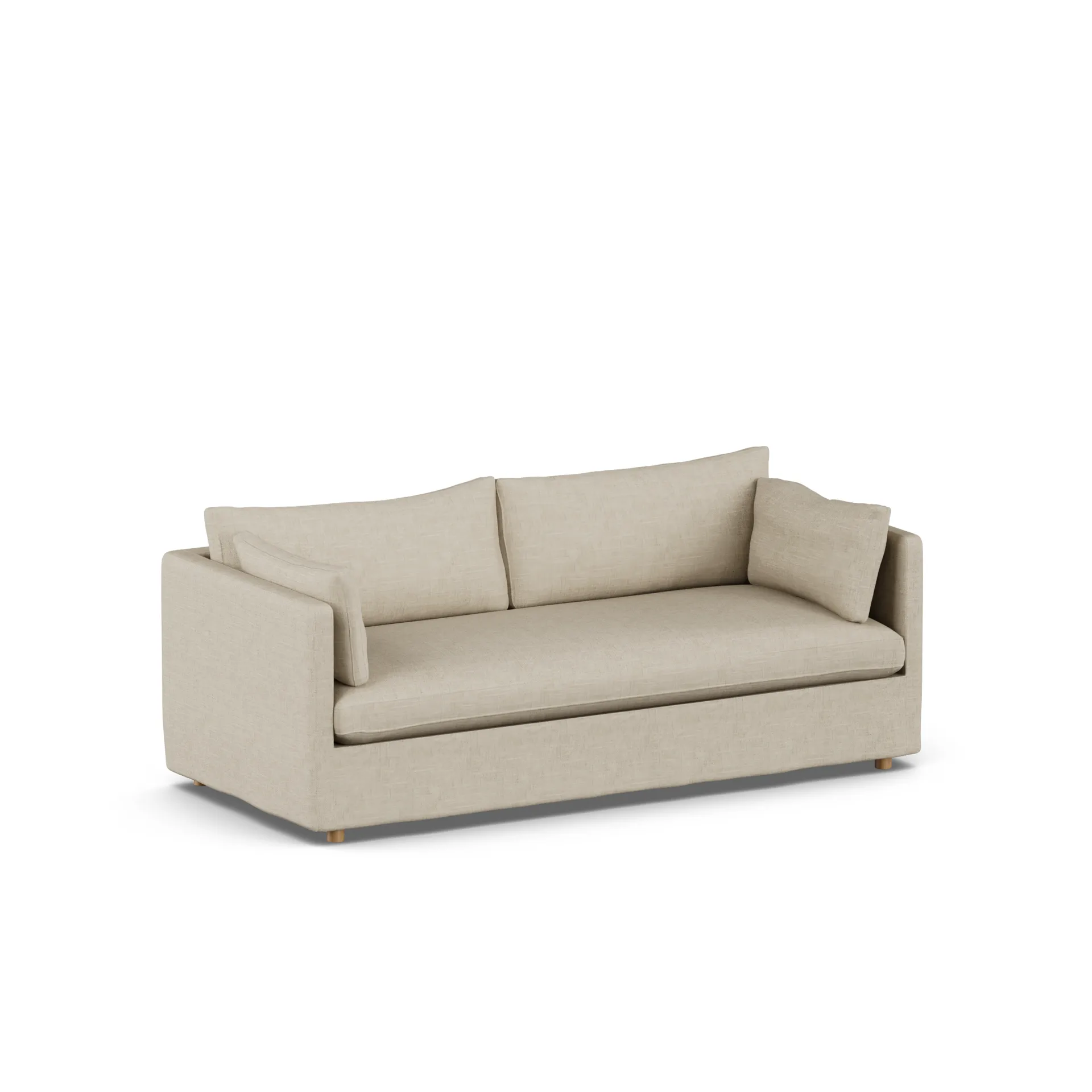 Linnevik sofa, Bern Beige 0341-white-oiled oak, 3-seater, with skirt 1898